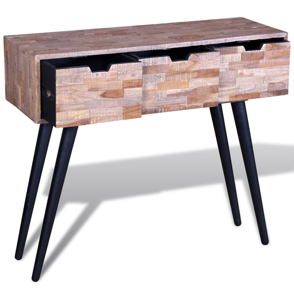 Console Table with 3 Drawers | Reclaimed Teak Wood - Rustic Charm for Your Home