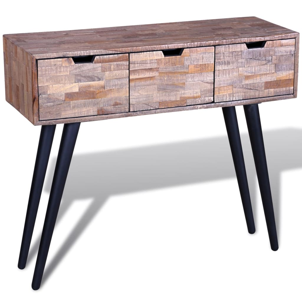 Console Table with 3 Drawers | Reclaimed Teak Wood - Rustic Charm for Your Home