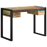 Desk Solid Reclaimed Wood - Vintage-Style, Handmade, Multicolour