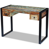 Desk Solid Reclaimed Wood - Vintage-Style, Handmade, Multicolour