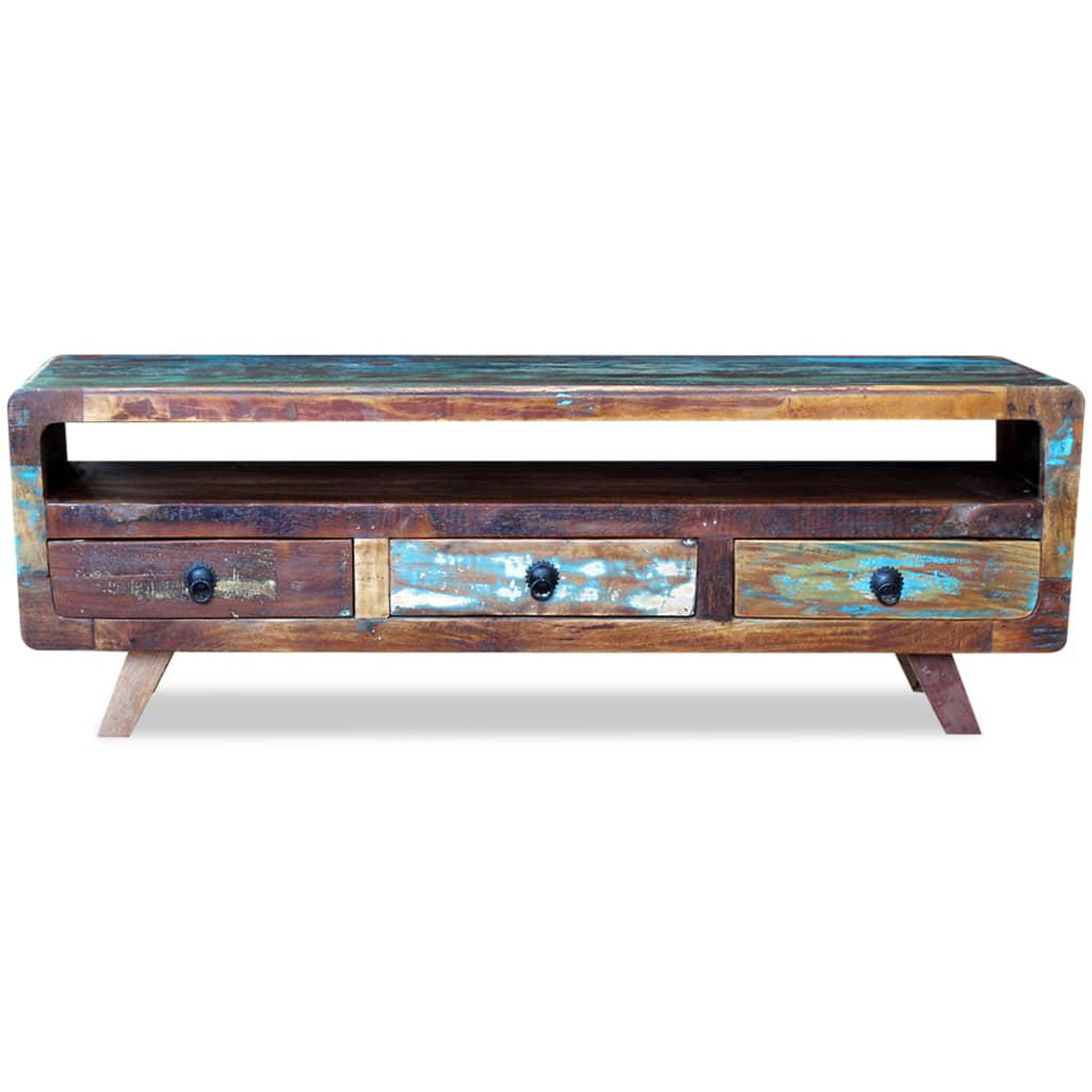 TV Cabinet with 3 Drawers | Solid Reclaimed Wood