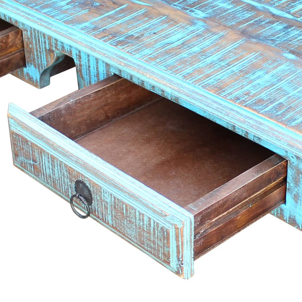 Desk Solid Reclaimed Wood - Vintage Style, Handmade, Multicolour