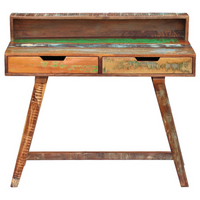 Desk Solid Reclaimed Wood - Vintage-Style, Handmade, Multicolour