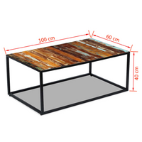 Coffee Table Solid Reclaimed Wood 100x60x40 cm