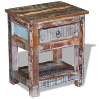 Side Table with 1 Drawer - Solid Reclaimed Wood 43x33x51 cm