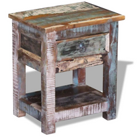 Side Table with 1 Drawer - Solid Reclaimed Wood 43x33x51 cm