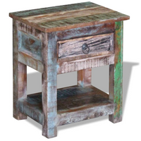 Side Table with 1 Drawer - Solid Reclaimed Wood 43x33x51 cm