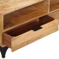 TV Stand Mango Wood 120x35x45 cm - Solid Wood Construction, Handmade, Two Drawers and Compartments