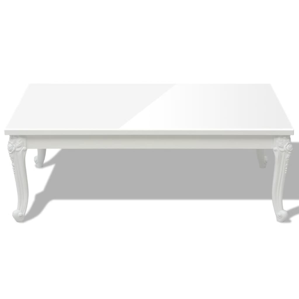 Coffee Table 115x65x42 cm High Gloss White - Classic Design