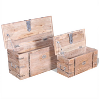 Two Piece Storage Chest Set Acacia Wood - Ample Storage Space, Handmade Solid Wood, Unique Design