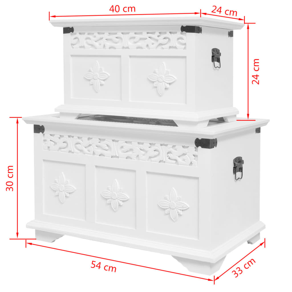 Two Piece Storage Chest Set White - Elegant and Spacious Storage Solution