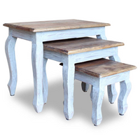 Nesting Table Set 3 Pieces Solid Reclaimed Wood - Vintage Style Side Tables