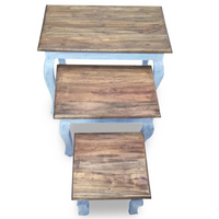 Nesting Table Set 3 Pieces Solid Reclaimed Wood - Vintage Style Side Tables