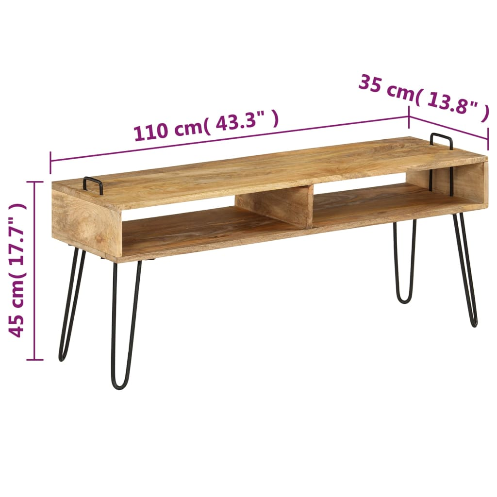 TV Stand Solid Mango Wood 110x35x45 cm - Sturdy and Stylish