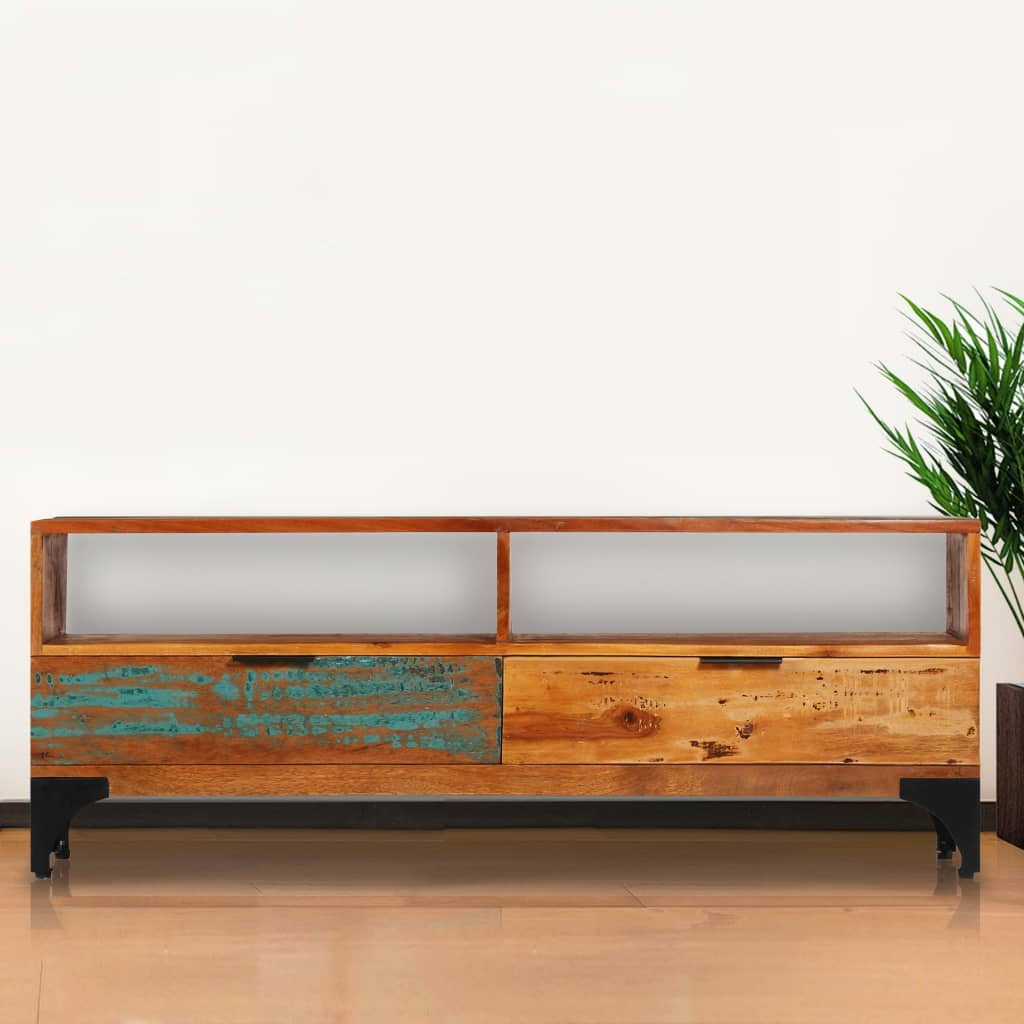 TV Cabinet - Solid Reclaimed Wood - Vintage Style - 118x35x45 cm