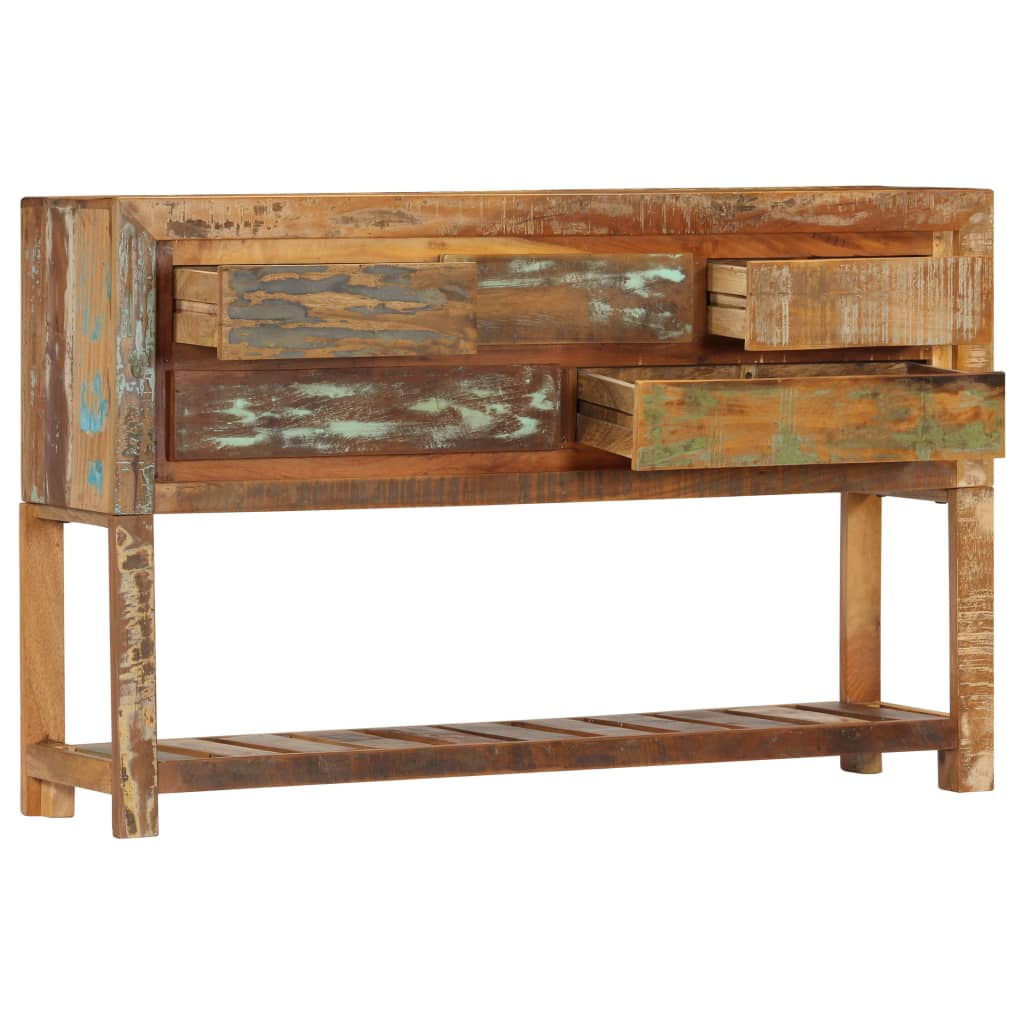 Sideboard 120x30x75 cm - Solid Reclaimed Wood, 5 Drawers, 1 Shelf