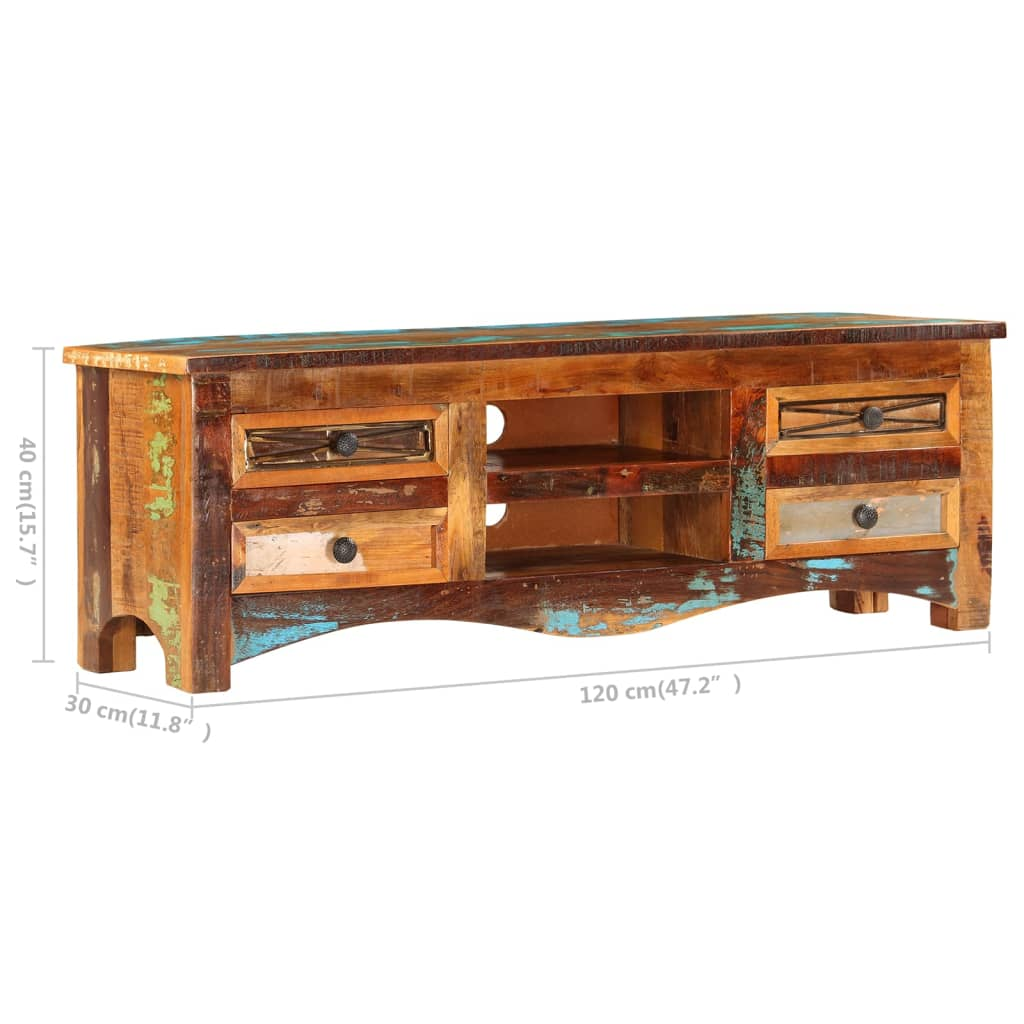 TV Cabinet - Solid Reclaimed Wood - 120x30x40 cm