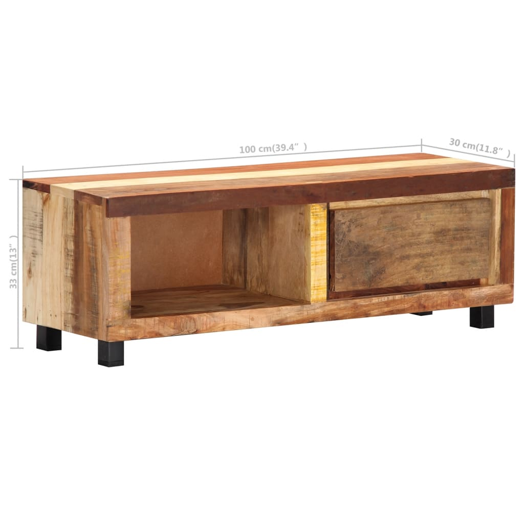 TV Cabinet - Solid Reclaimed Wood - 100x30x33 cm