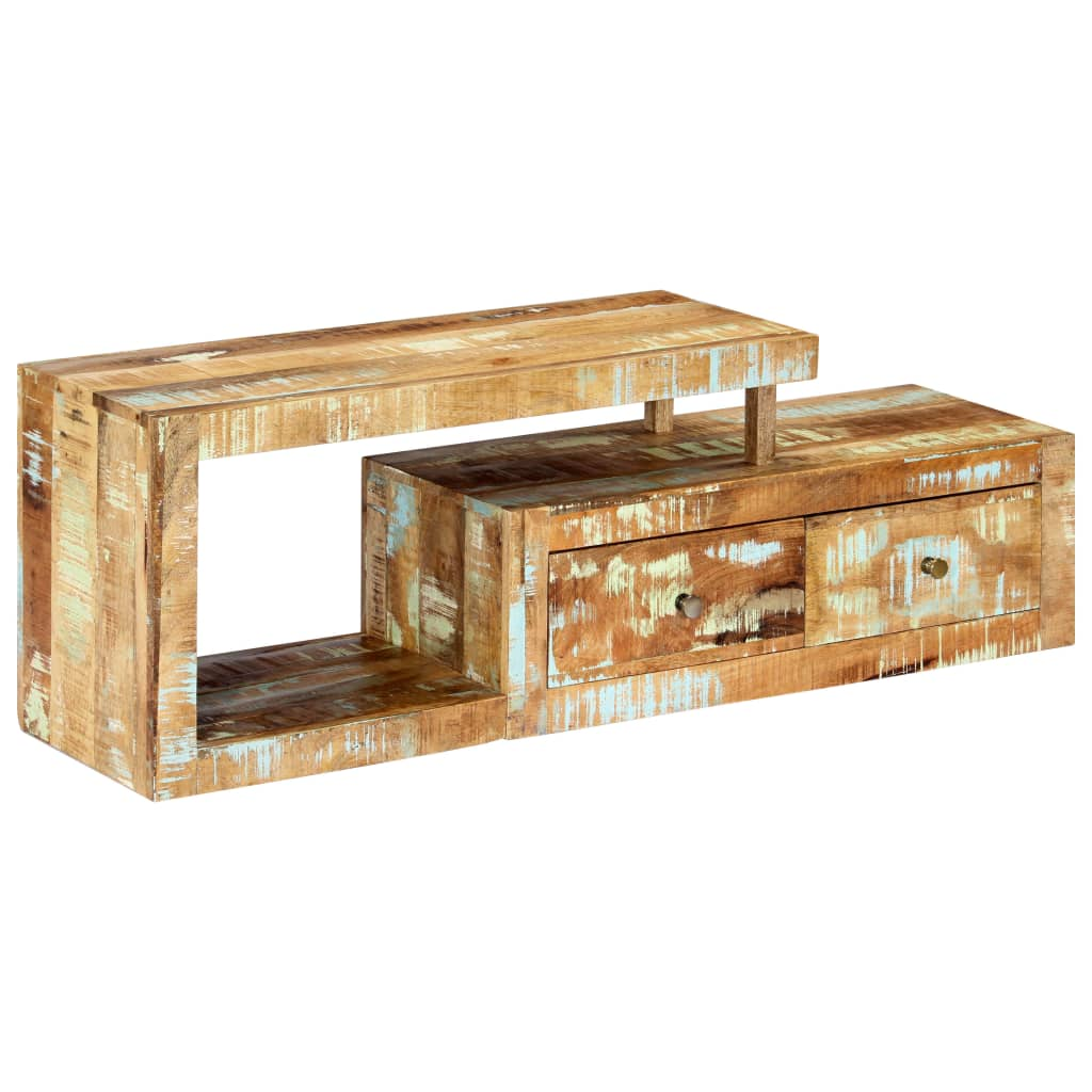 TV Cabinet 120x30x40 cm Solid Reclaimed Wood - Classic-style Wooden TV Stand with 2 Drawers and 1 Compartment