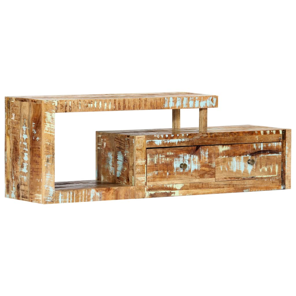 TV Cabinet 120x30x40 cm Solid Reclaimed Wood - Classic-style Wooden TV Stand with 2 Drawers and 1 Compartment