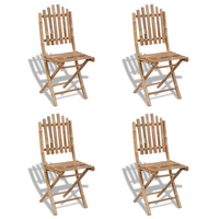 Foldable Outdoor Chairs Bamboo 4 pcs - Weather-resistant & Durable