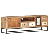 TV Cabinet 120x30x40 cm - Solid Reclaimed Wood, Industrial Style