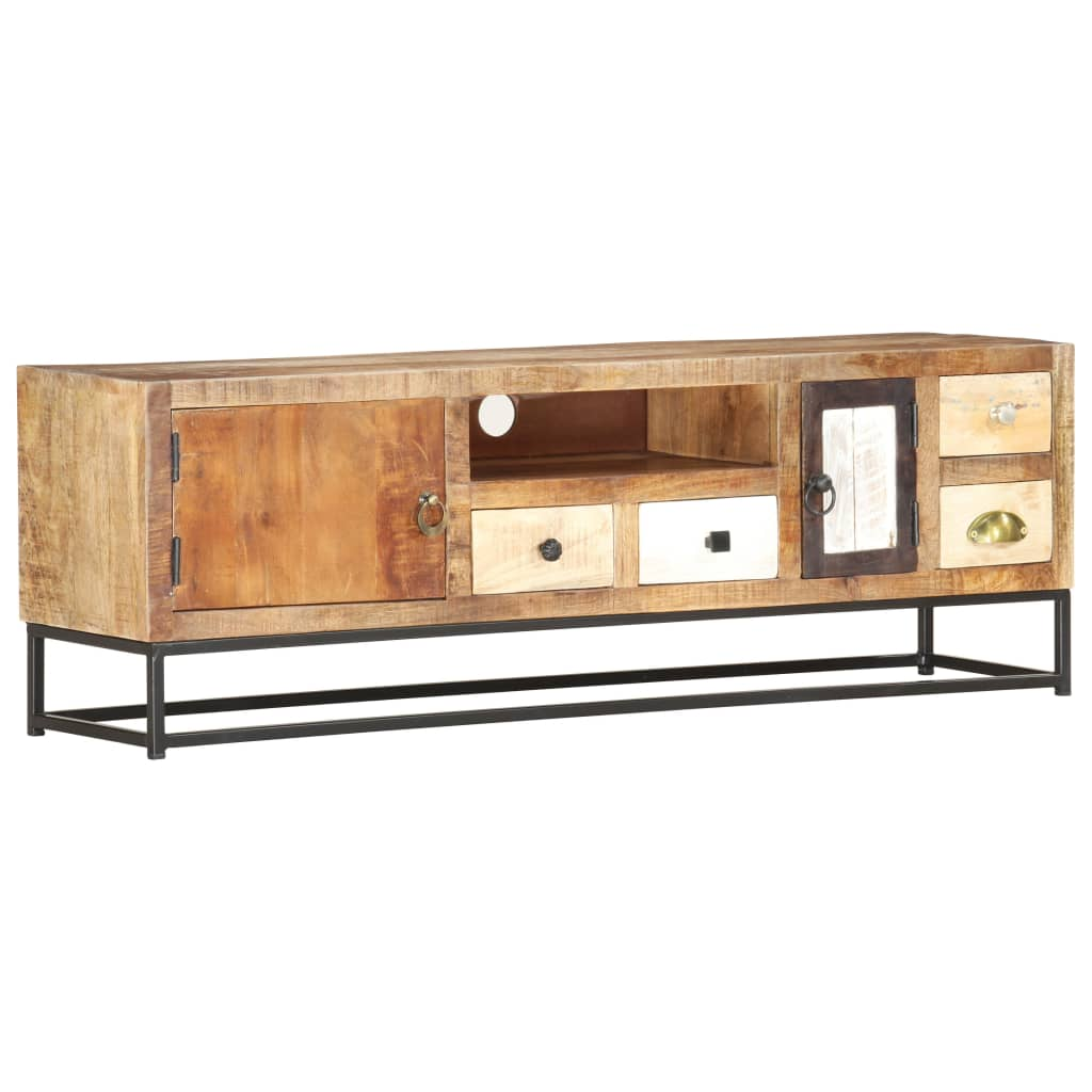 TV Cabinet 120x30x40 cm - Solid Reclaimed Wood, Industrial Style