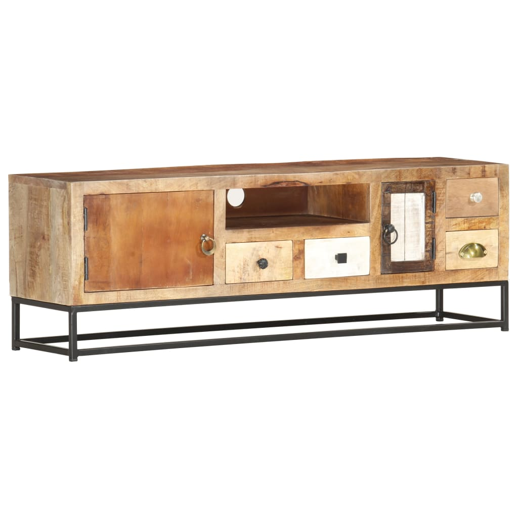 TV Cabinet 120x30x40 cm - Solid Reclaimed Wood, Industrial Style