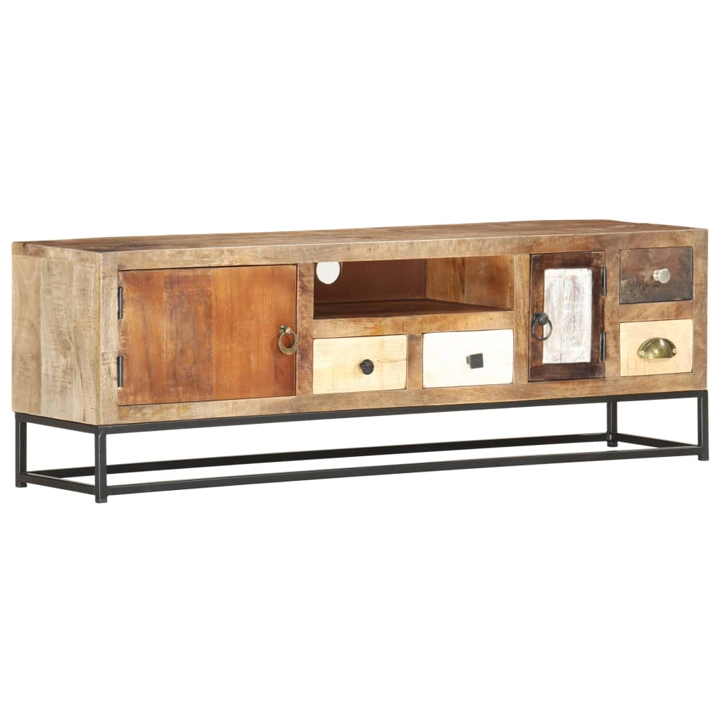 TV Cabinet 120x30x40 cm - Solid Reclaimed Wood, Industrial Style