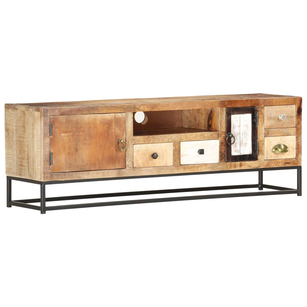 TV Cabinet 120x30x40 cm - Solid Reclaimed Wood, Industrial Style