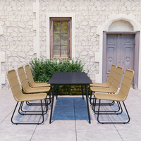 vidaXL 7 Piece Outdoor Dining Set Poly Rattan and Glass