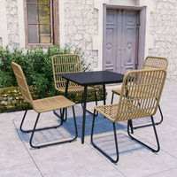 5 Piece Outdoor Dining Set Poly Rattan and Glass - Enhance Your Outdoor Experience