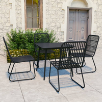 5 Piece Outdoor Dining Set Poly Rattan and Glass - Weather-Resistant, Sturdy, and Easy to Clean