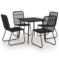 5 Piece Outdoor Dining Set Poly Rattan and Glass - Weather-Resistant, Sturdy, and Easy to Clean