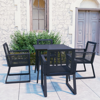 5 Piece Outdoor Dining Set PVC Rattan Black - Patio Furniture