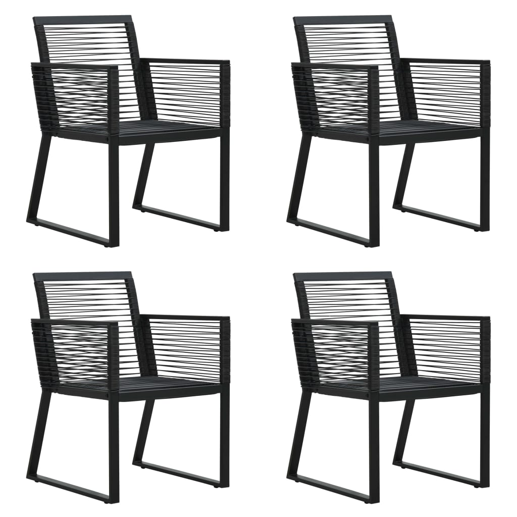 5 Piece Outdoor Dining Set PVC Rattan Black - Patio Furniture