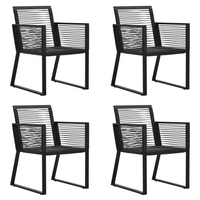 5 Piece Outdoor Dining Set PVC Rattan Black - Patio Furniture