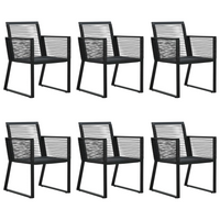 7 Piece Outdoor Dining Set PVC Rattan Black