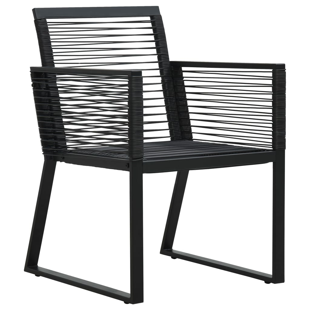 7 Piece Outdoor Dining Set PVC Rattan Black