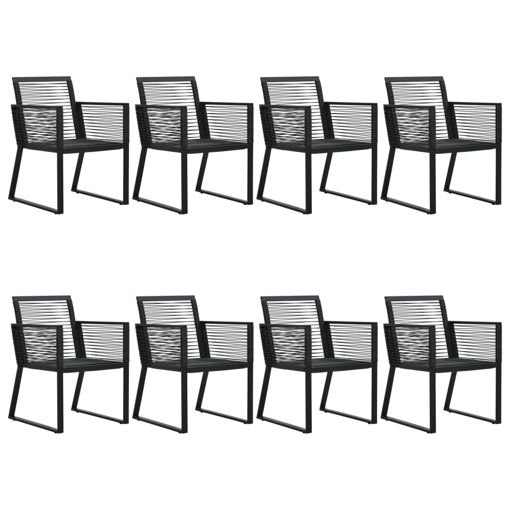 9 Piece Outdoor Dining Set PVC Rattan Black