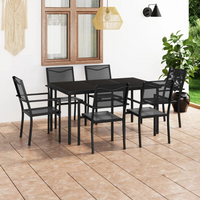 7 Piece Outdoor Dining Set Steel - Elegant and Durable