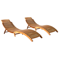 Sun Loungers 2 pcs Solid Acacia Wood - Comfortable Outdoor Furniture