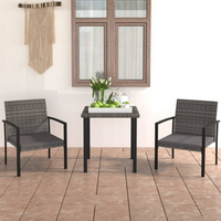 3 Piece Outdoor Dining Set Poly Rattan Grey - Stylish and Durable Furniture for Your Garden or Patio