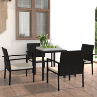 5 Piece Outdoor Dining Set Poly Rattan Black