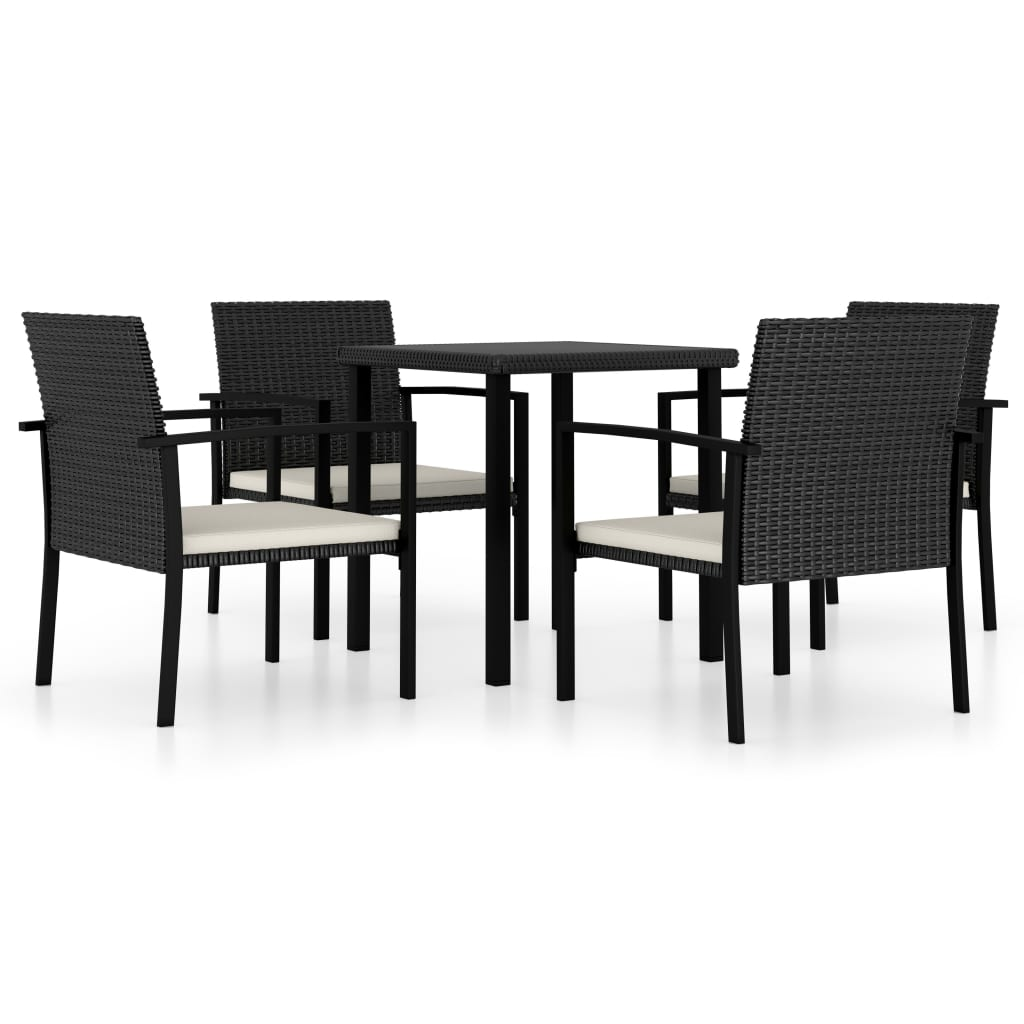 5 Piece Outdoor Dining Set Poly Rattan Black