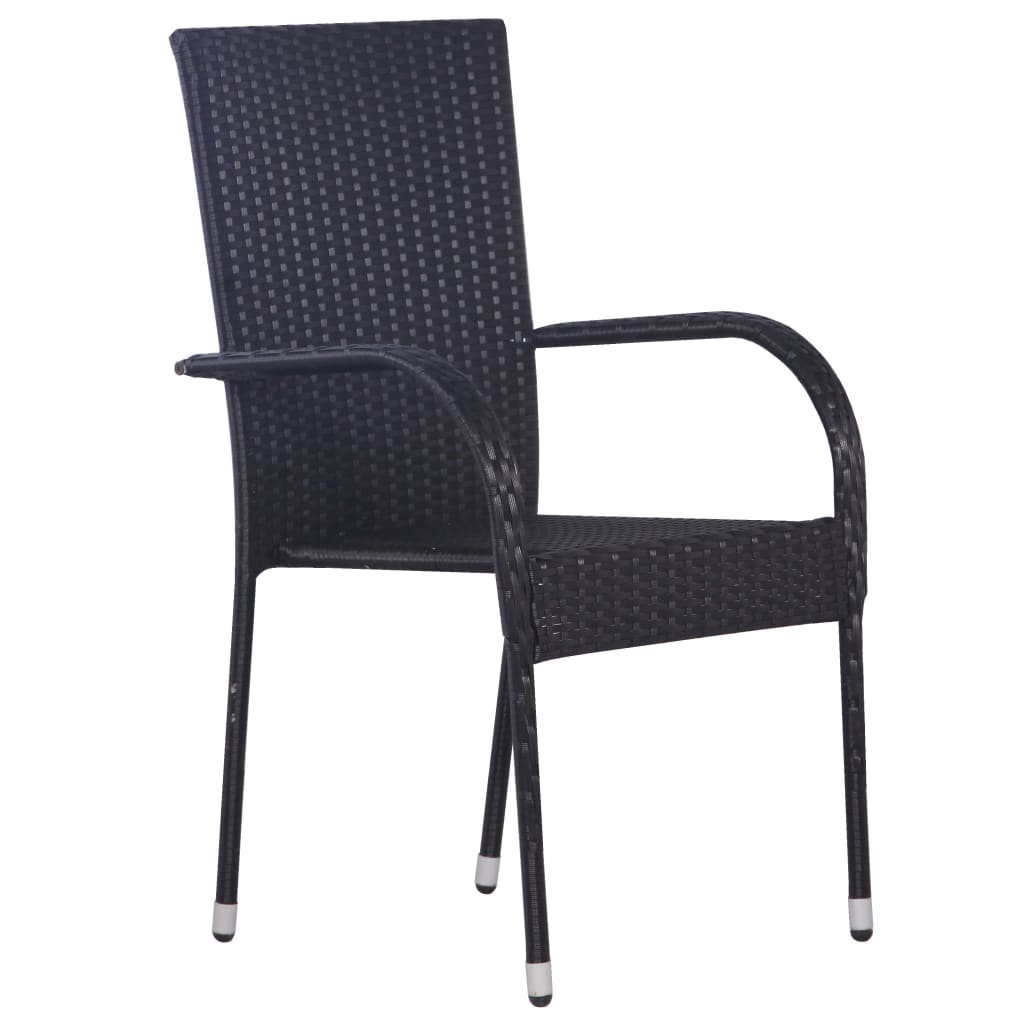 Stackable Outdoor Chairs 4 pcs Poly Rattan Black - Contemporary Style for Your Outdoor Space