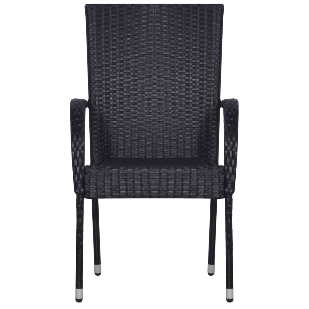 Stackable Outdoor Chairs 4 pcs Poly Rattan Black - Contemporary Style for Your Outdoor Space