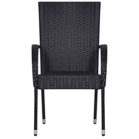 Stackable Outdoor Chairs 4 pcs Poly Rattan Black - Contemporary Style for Your Outdoor Space