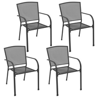 Outdoor Chairs 4 pcs Mesh Design Anthracite Steel - Stylish and Durable