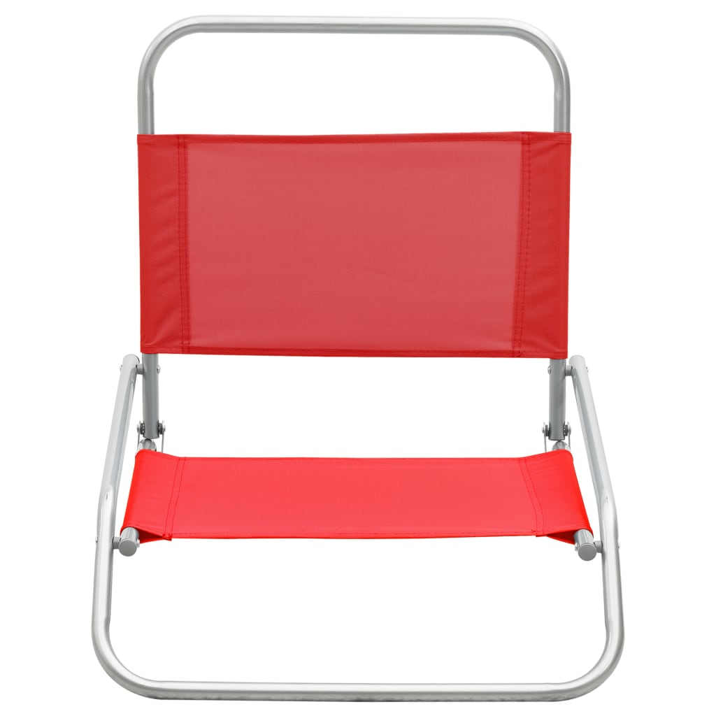 Folding Beach Chairs - Set of 2 - Red Fabric